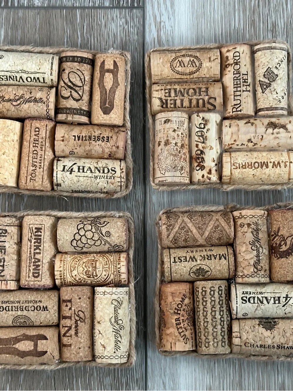 NWT Set of 4 Awesome Assorted Wine Cork Coasters Handmade